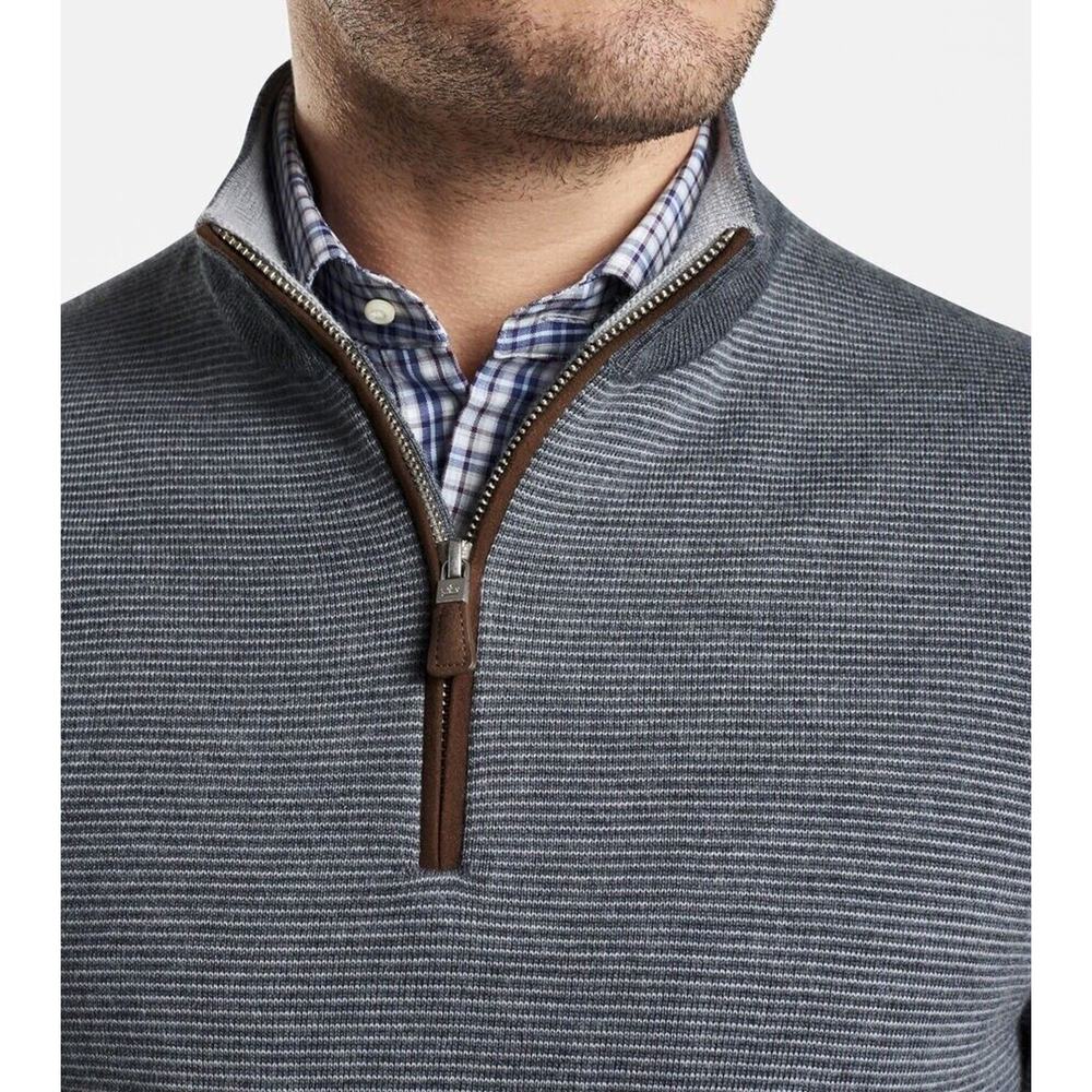 Peter Millar Gray Zip Up Sweater